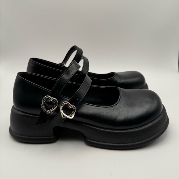 Black Platform Mary Jane Shoes Double Strap Chunky Gothic Size US 6 (230) - Picture 5 of 5